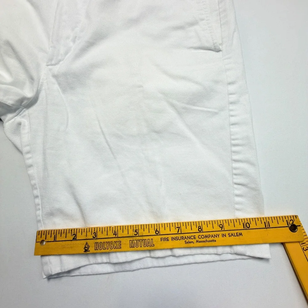 J Crew Chino Shorts Mens 35 White 9 Inch Inseam Classic‎ Flat Front Casual